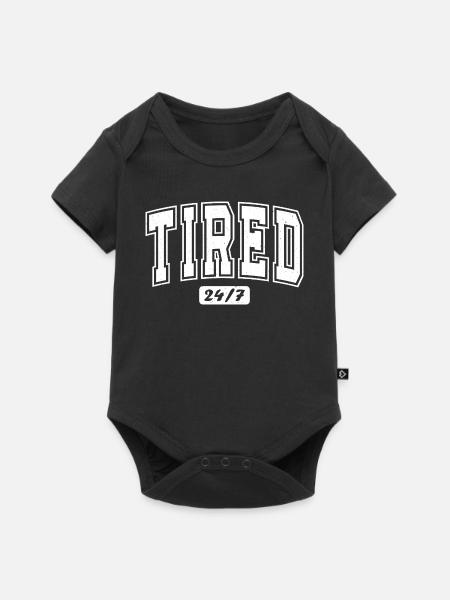 Müde 24/7 Retro Schriftzug - Baby Premium Kurzarmbody - Schwarz