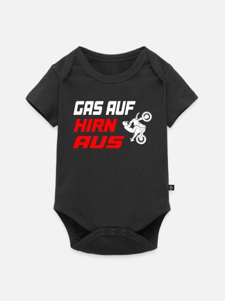 Gas_auf_Hirn_aus - Baby Premium Kurzarmbody - Schwarz