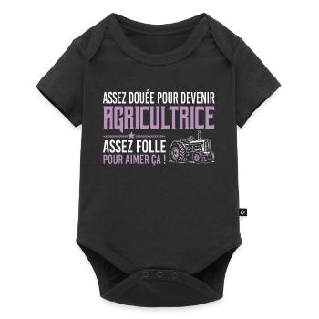 Assez folle pour aimer ça agricultrice humour - Body à manches courtes Premium Bébé - noir - Devant