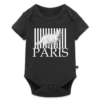 Paris Mohawk Punk Cat en rayures - Body à manches courtes Premium Bébé - noir - Devant
