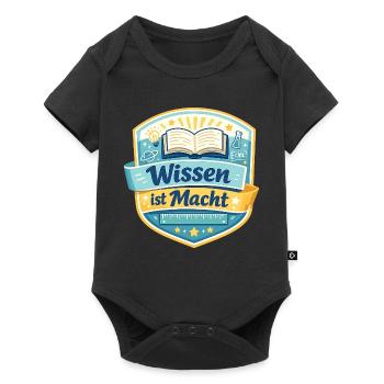Wissen ist Macht Badge - Baby Premium Kurzarmbody - Schwarz - Vorne