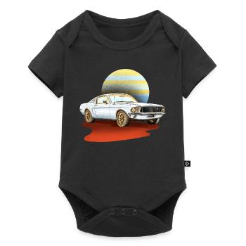 Retro weißes Auto – klassischer Vintage - Baby Premium Kurzarmbody - Schwarz - Vorne