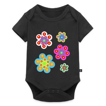 Retro Floral Summer Kids Girl Baby - Baby Premium short-sleeve bodysuit - black - Front