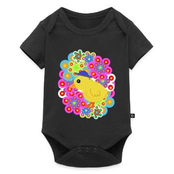 Frühling Retro Küken Huhn Kinder Ostern - Baby Premium Kurzarmbody - Schwarz - Vorne