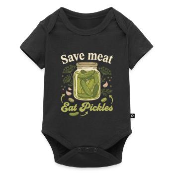Sauver de la viande Mange des cornichons Végan Dicton drôle - Body à manches courtes Premium Bébé - noir - Devant