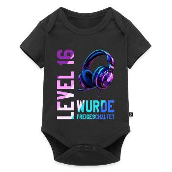 16. Geburtstag Junge Mädchen Teenager Level 16 - Baby Premium Kurzarmbody - Schwarz - Vorne
