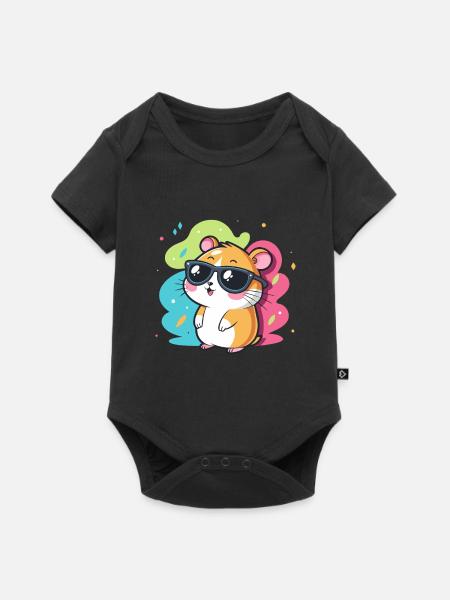 Hamster Spaß Coole Brillen - Baby Premium Kurzarmbody - Schwarz