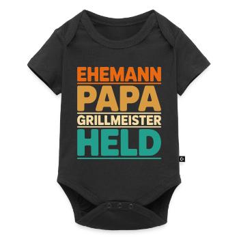 Ehemann Papa Grillmeister Held - Baby Premium Kurzarmbody - Schwarz - Vorne