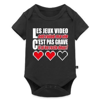 Les jeux vidéo ont ruiné ma vie humour gamer - Body à manches courtes Premium Bébé - noir - Devant