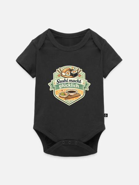 Sushi macht glücklich Sticker - Baby Premium Kurzarmbody - Schwarz