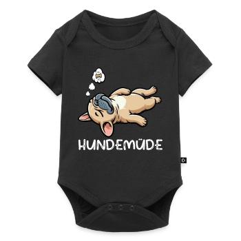 Hundemüde Französische Bulldogge Frenchie Frenchie - Baby Premium Kurzarmbody - Schwarz - Vorne