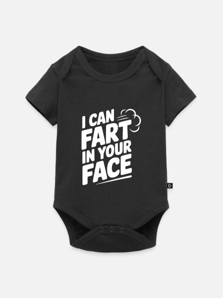Ich kann dir ins Gesicht furzen - Baby Premium Kurzarmbody - Schwarz