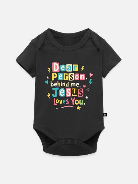 Jesus liebt dich positive Botschaft - Baby Premium Kurzarmbody - Schwarz