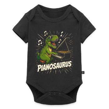 Fun Pianist Dinosaur - Baby Premium short-sleeve bodysuit - black - Front