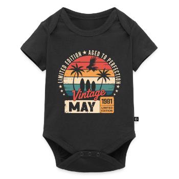 Anniversaire spécial avec ce design Mai 1981 - Body à manches courtes Premium Bébé - noir - Devant