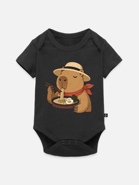 Capybara Ramen: Kawaii japanische Köstlichkeit - Baby Premium Kurzarmbody - Schwarz
