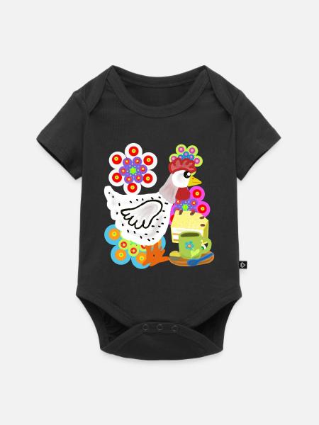  Henne  Kuchen Kaffeepause Kaffee Huhn - Baby Premium Kurzarmbody - Schwarz