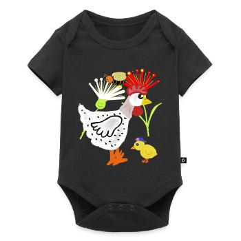 Fleurs de poulet poussin Poulet Retro Kids - Body à manches courtes Premium Bébé - noir - Devant