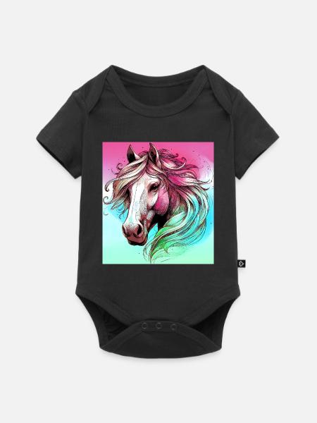 Pferd - Baby Premium Kurzarmbody - Schwarz