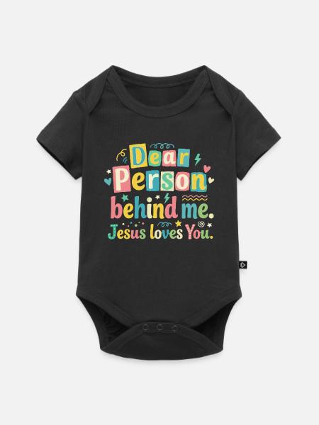 Jesus liebt dich positive Botschaft - Baby Premium Kurzarmbody - Schwarz
