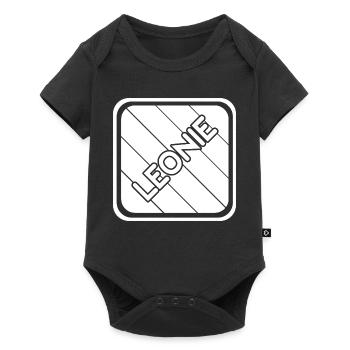 Leonie lettering on diagonal stripes - Baby Premium short-sleeve bodysuit - black - Front