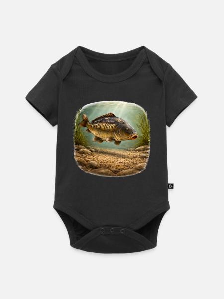 Spiegelkarpfen-Unterwasserfischerei-Design - Baby Premium Kurzarmbody - Schwarz
