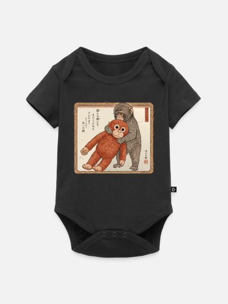 Ukiyo-e Baby Monkey Punch - Baby Premium Kurzarmbody - Schwarz