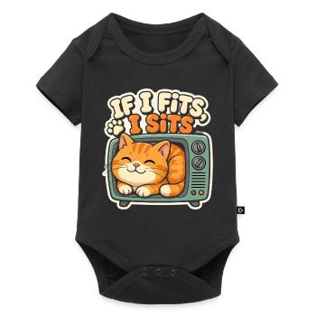 Chat Mignon Rétro TV If I Fits I Sits - Baby Premium short-sleeve bodysuit - black - Front