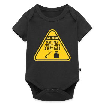 Avertissement : On peut passer par-dessus les houes et les sacs de poussière dans le jardin - Body à manches courtes Premium Bébé - noir - Devant