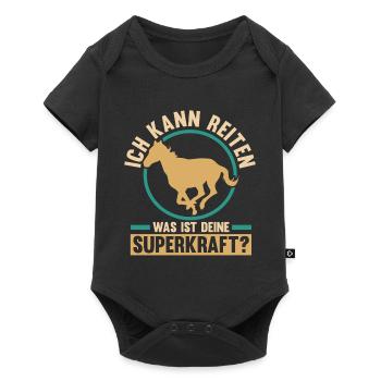 Reiten Pferdeliebhaber Reiterhof Pferde - Baby Premium Kurzarmbody - Schwarz - Vorne