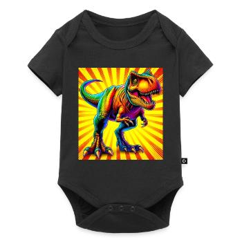 Dinosaurier - Baby Premium Kurzarmbody - Schwarz - Vorne
