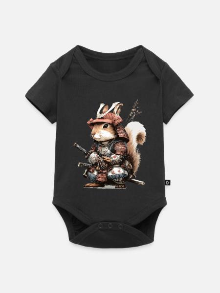 Eichhörnchen-Samurai in Rüstung - Baby Premium Kurzarmbody - Schwarz