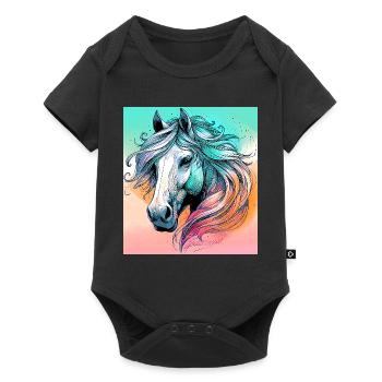 horse - Baby Premium short-sleeve bodysuit - black - Front