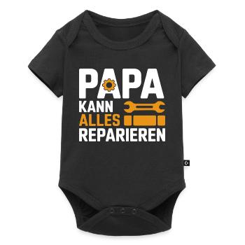 Papa Handwerker Kann Alles Reparieren Geschenk - Baby Premium Kurzarmbody - Schwarz - Vorne