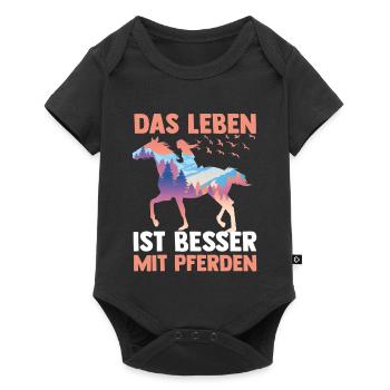 Reiten Pferdeliebhaber Reiterhof Pferde - Baby Premium Kurzarmbody - Schwarz - Vorne