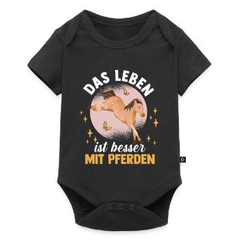 Reiten Pferdeliebhaber Reiterhof Pferde - Baby Premium Kurzarmbody - Schwarz - Vorne