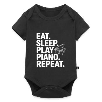 Iss. Schlaf. Spiel Klavier. Wiederholen. - Baby Premium Kurzarmbody - Schwarz - Vorne