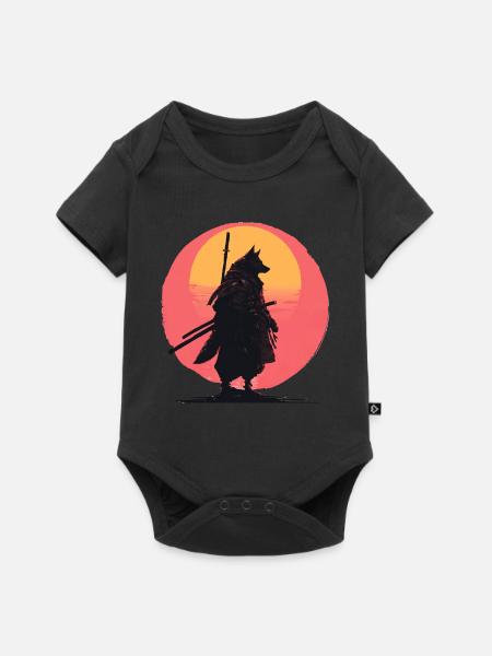 Wolf Sunset Samurai Rider - Baby Premium Kurzarmbody - Schwarz
