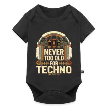 Jamais trop vieux DJ techno musique rétro - Body à manches courtes Premium Bébé - noir - Devant