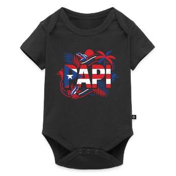 Papi Porto Rico Drapeau Grenouille Tropiques - Body à manches courtes Premium Bébé - noir - Devant