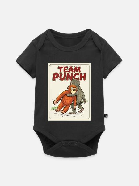 Team Punch Baby Monkey Punch - Baby Premium Kurzarmbody - Schwarz