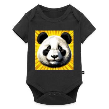 Panda - Baby Premium Kurzarmbody - Schwarz - Vorne