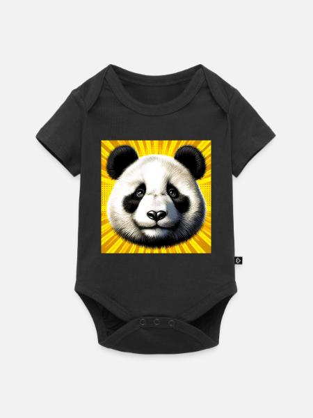 Panda - Baby Premium Kurzarmbody - Schwarz