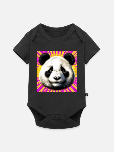 Panda - Baby Premium Kurzarmbody - Schwarz