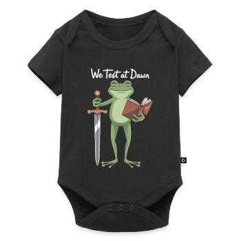 Grenouille de Test de l’Aube : Épée & Livre - Body à manches courtes Premium Bébé - noir - Devant