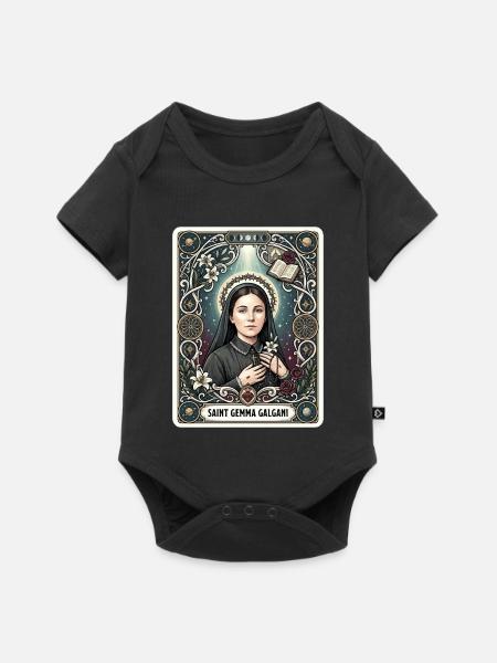 Tarotkarte der Heiligen Gemma Galgani - Baby Premium Kurzarmbody - Schwarz
