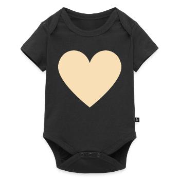 Beiges Herz - minimalistischer Look - Baby Premium Kurzarmbody - Schwarz - Vorne