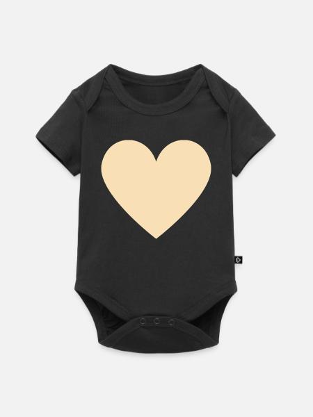 Beiges Herz - minimalistischer Look - Baby Premium Kurzarmbody - Schwarz