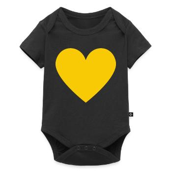 Gelbes Herz- minimalistischer Look - Baby Premium Kurzarmbody - Schwarz - Vorne