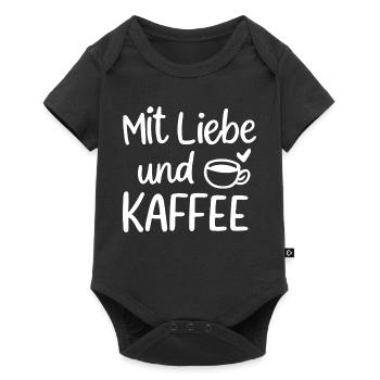 Mit Liebe und Kaffee Illustration Morgenmuffel - Baby Premium Kurzarmbody - Schwarz - Vorne